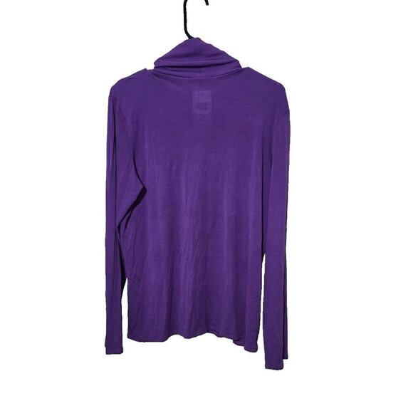 Eileen Fisher Turtleneck Sweater Silk L Purple Basics Layering Breathable Comfy - Picture 2 of 14